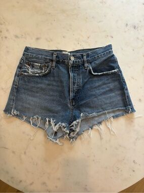 AGOLDE Vintage-Inspired Distressed Denim Cutoff Shorts - Blue